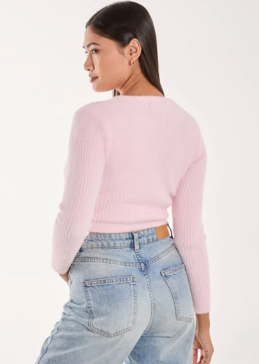 Pink Vanilla Pink Cropped Knit Rib Top