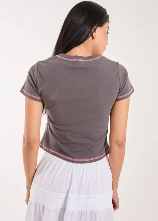 Pink Vanilla Slate Kitten Print Baby Tee