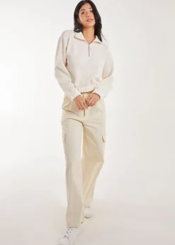 Pink Vanilla Stone High Neck Zip Up Cropped Sweatshirt