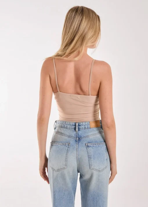 Pink Vanilla Stone Slinky Twist Front Bodysuit