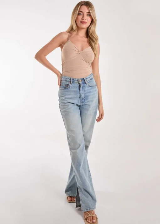 Pink Vanilla Stone Slinky Twist Front Bodysuit