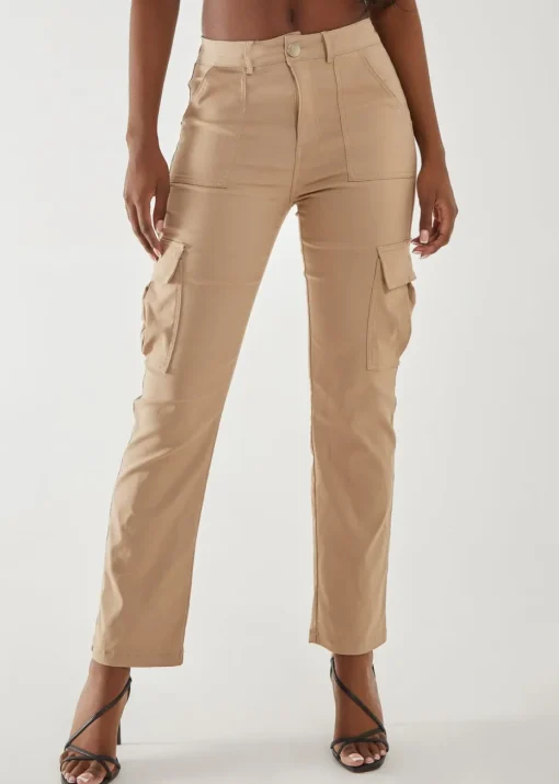 Pink Vanilla Stone Wide Leg Pocket Cargo Pants