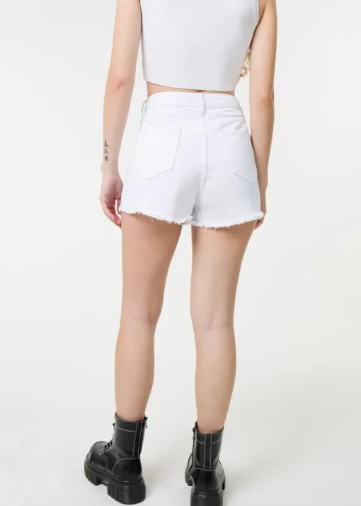 Pink Vanilla White Denim Glitter Effect Diamante Shorts