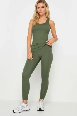 Pixiegirl 2 Pack Khaki Green & Black Ribbed Racer Back Vest Tops