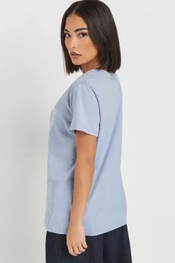 Pixiegirl Light Blue Vintage Romance Slogan T-Shirt
