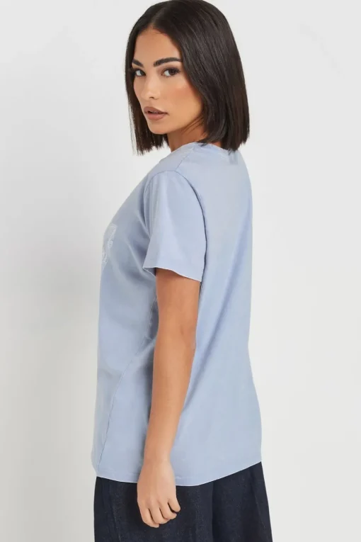 Pixiegirl Light Blue Vintage Romance Slogan T-Shirt