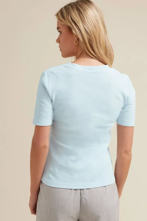 Pixiegirl Petite 2 Pack Light Blue & White Waffle Henley T-Shirts