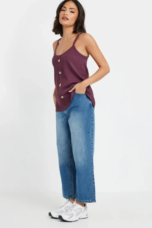 Pixiegirl Petite 2 Pack Sage Green & Purple Button Down Cami Tops