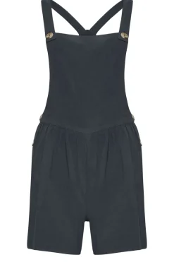 Pixiegirl Petite Black Acid Wash Short Dungarees