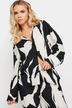 Pixiegirl Petite Black Mono Abstract Print Shirt