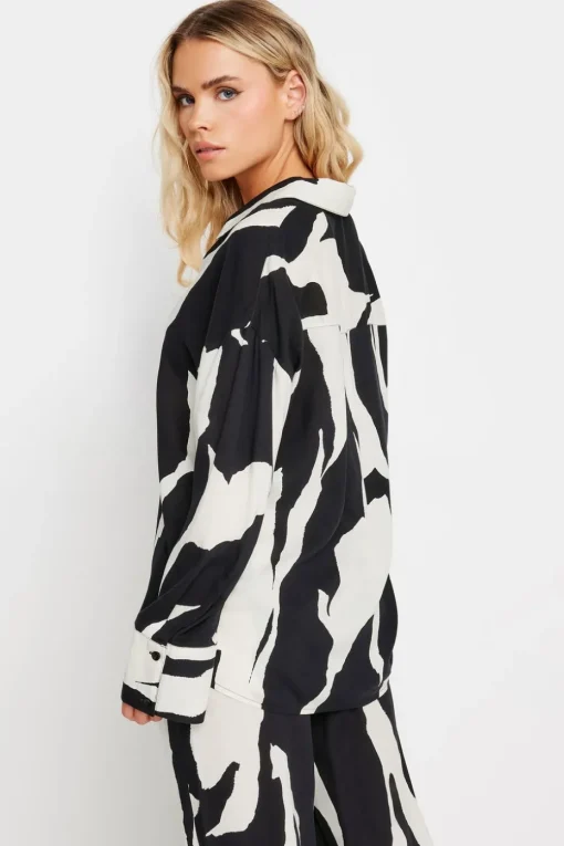 Pixiegirl Petite Black Mono Abstract Print Shirt