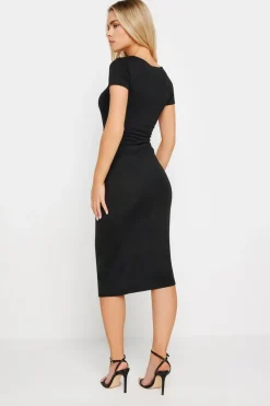 Pixiegirl Petite Black Tie Front Bodycon Midi Dress
