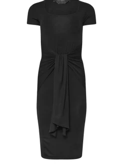 Pixiegirl Petite Black Tie Front Bodycon Midi Dress