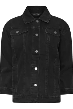 Pixiegirl Petite Black Washed Oversized Denim Jacket