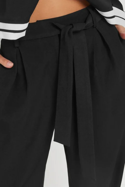 Pixiegirl Petite Black Woven Side Wrap Trousers