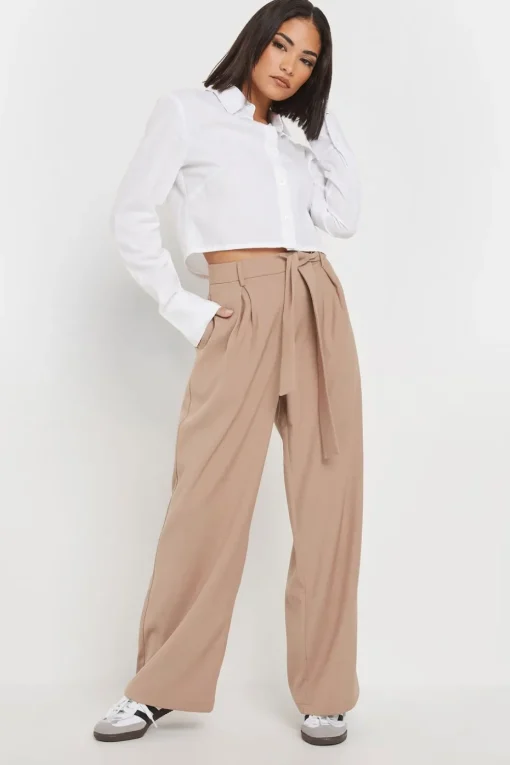 Pixiegirl Petite Blush Pink Woven Side Wrap Trousers