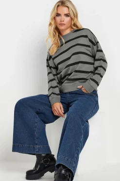 Pixiegirl Petite Charcoal Grey Stripe Sweatshirt