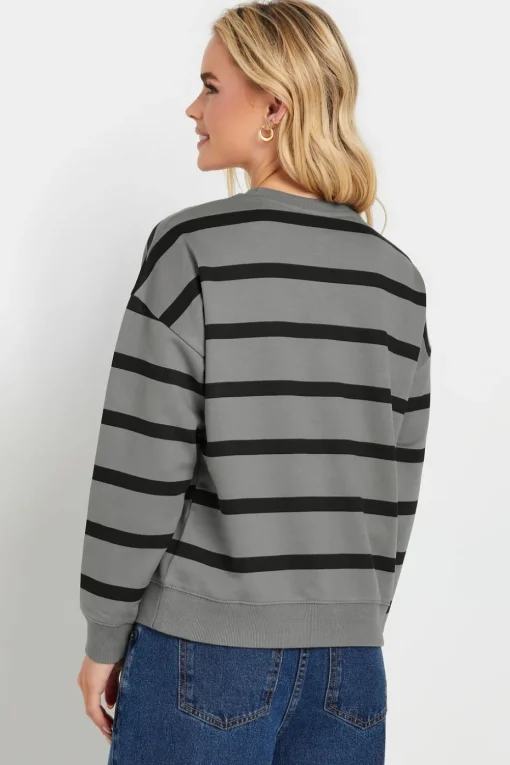 Pixiegirl Petite Charcoal Grey Stripe Sweatshirt