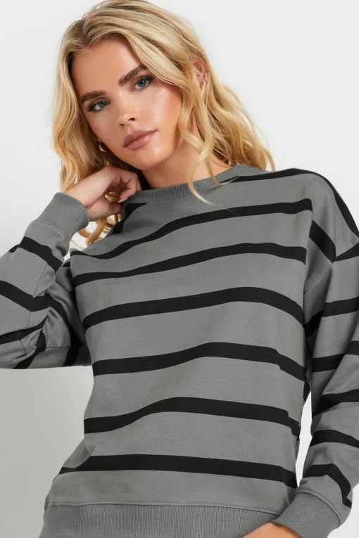 Pixiegirl Petite Charcoal Grey Stripe Sweatshirt