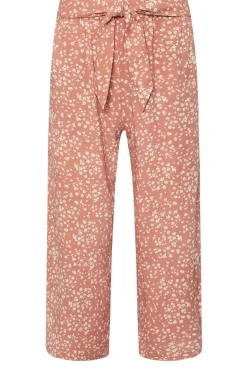 Pixiegirl Petite Coral Pink Ditsy Floral Cropped Trousers