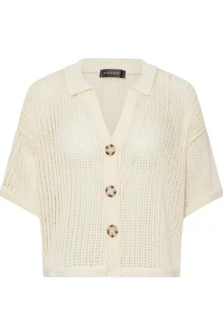 Pixiegirl Petite Cream Crochet Short Sleeve Shirt