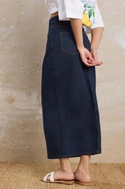 Pixiegirl Petite Dark Blue Pocket Patch Denim Skirt