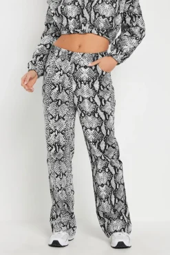 Pixiegirl Petite Grey Snake Print Straight Leg Jeans
