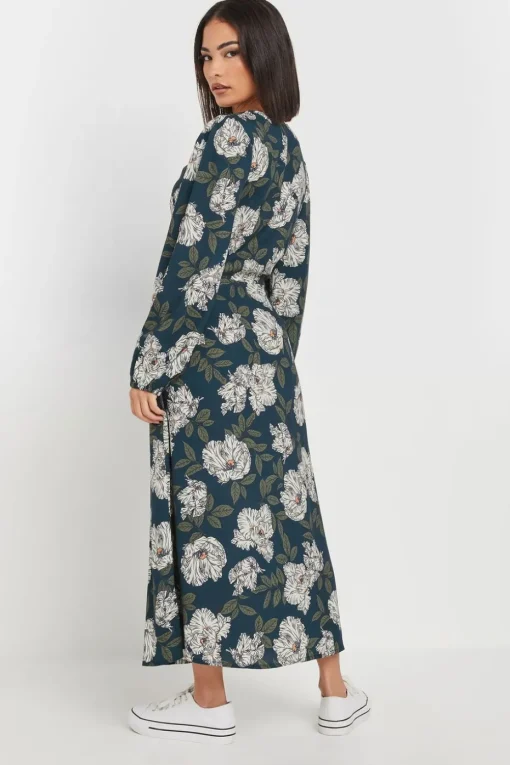 Pixiegirl Petite Navy Blue Floral Midi Tea Dress