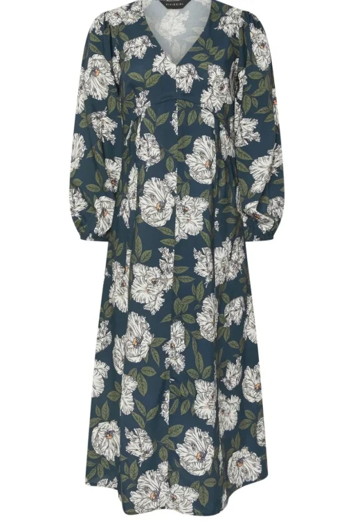 Pixiegirl Petite Navy Blue Floral Midi Tea Dress