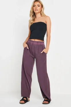 Pixiegirl Petite Purple Acid Wash Wide Leg Trousers