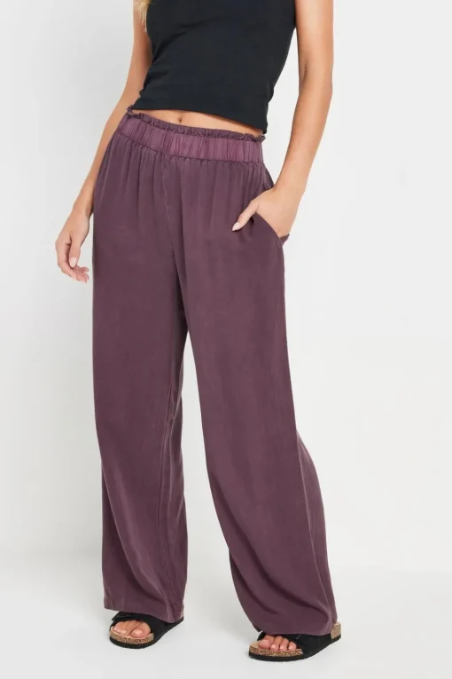 Pixiegirl Petite Purple Acid Wash Wide Leg Trousers