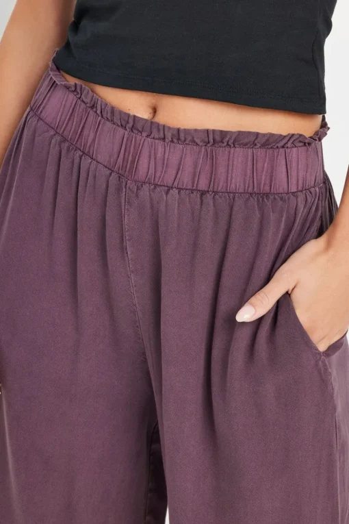 Pixiegirl Petite Purple Acid Wash Wide Leg Trousers