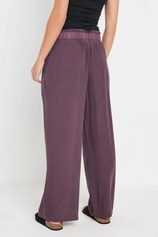 Pixiegirl Petite Purple Acid Wash Wide Leg Trousers