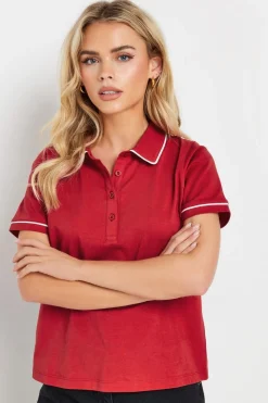 Pixiegirl Petite Red Contrast Trim Polo Shirt