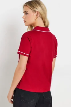 Pixiegirl Petite Red Contrast Trim Polo Shirt