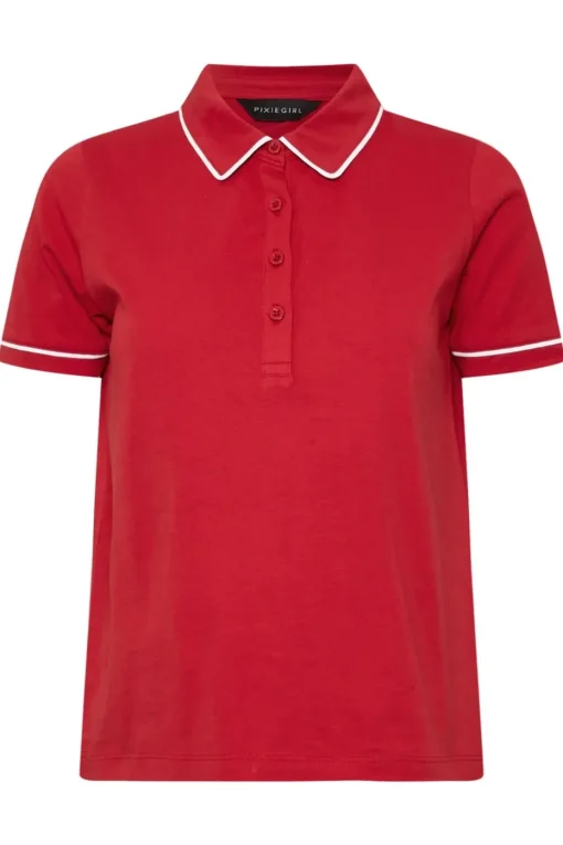Pixiegirl Petite Red Contrast Trim Polo Shirt
