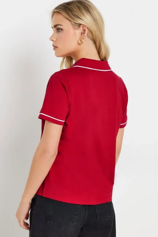 Pixiegirl Petite Red Contrast Trim Polo Shirt