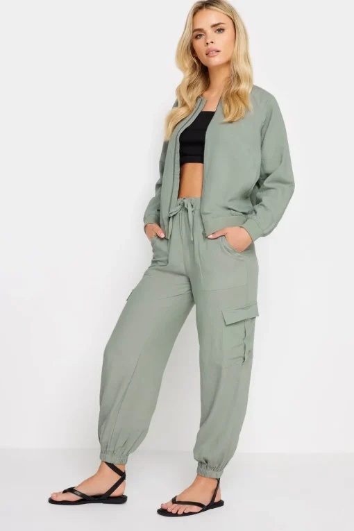 Pixiegirl Petite Sage Green Linen Bomber Jacket