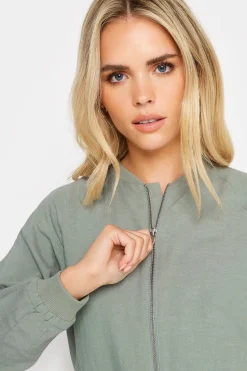 Pixiegirl Petite Sage Green Linen Bomber Jacket
