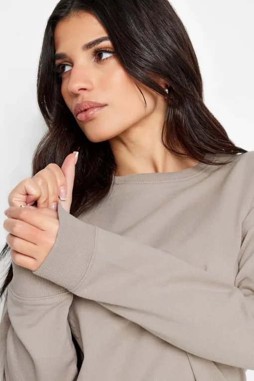 Pixiegirl Petite Stone Brown Crew Neck Sweatshirt