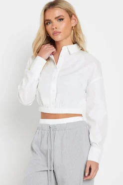 Pixiegirl Petite White Cotton Elasticated Hem Shirt