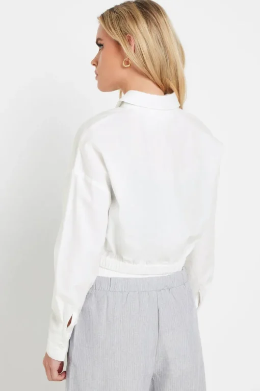 Pixiegirl Petite White Cotton Elasticated Hem Shirt