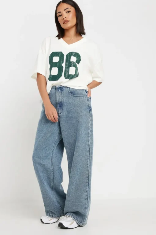 Pixiegirl Petite White Jersey Graphic Varsity T-Shirt