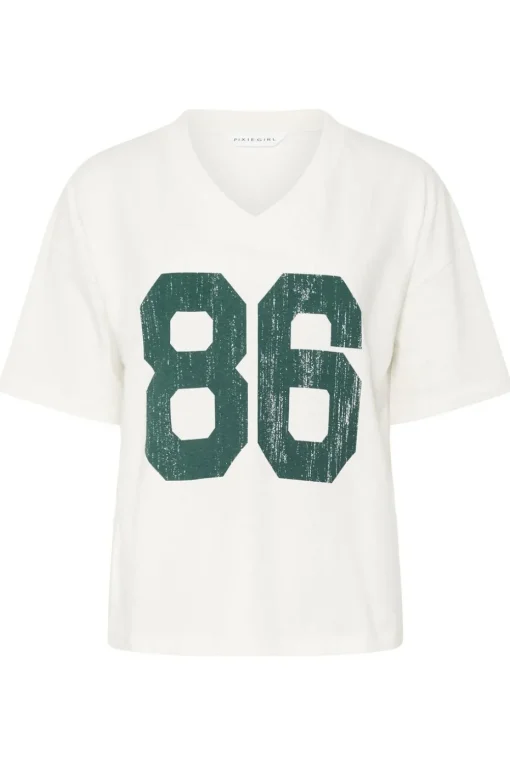 Pixiegirl Petite White Jersey Graphic Varsity T-Shirt