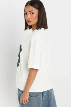 Pixiegirl Petite White Jersey Graphic Varsity T-Shirt