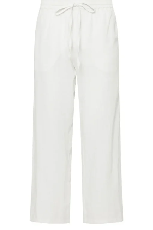 Pixiegirl Petite White Linen Drawstring Wide Leg Trousers