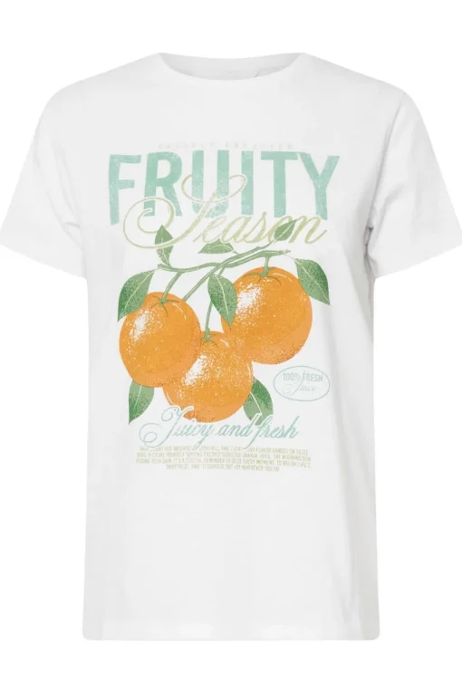 Pixiegirl White Cotton Fruity Graphic T-Shirt