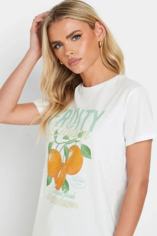 Pixiegirl White Cotton Fruity Graphic T-Shirt
