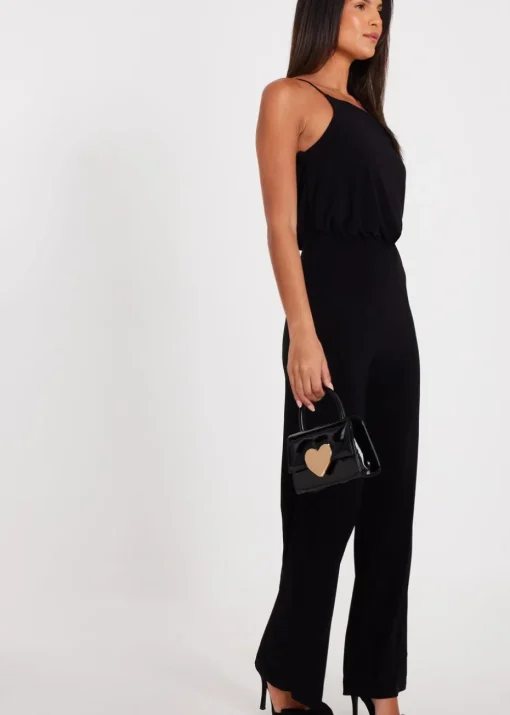 Quiz Black Asymmetric Draped Jumpsuit