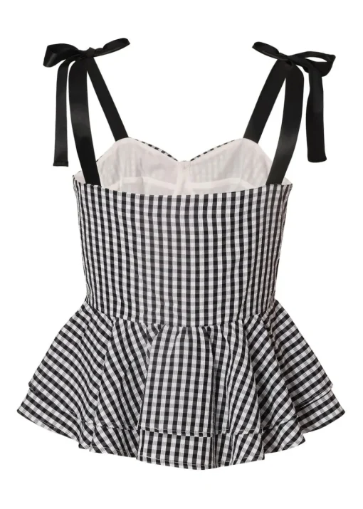Quiz Black Gingham Peplum Top
